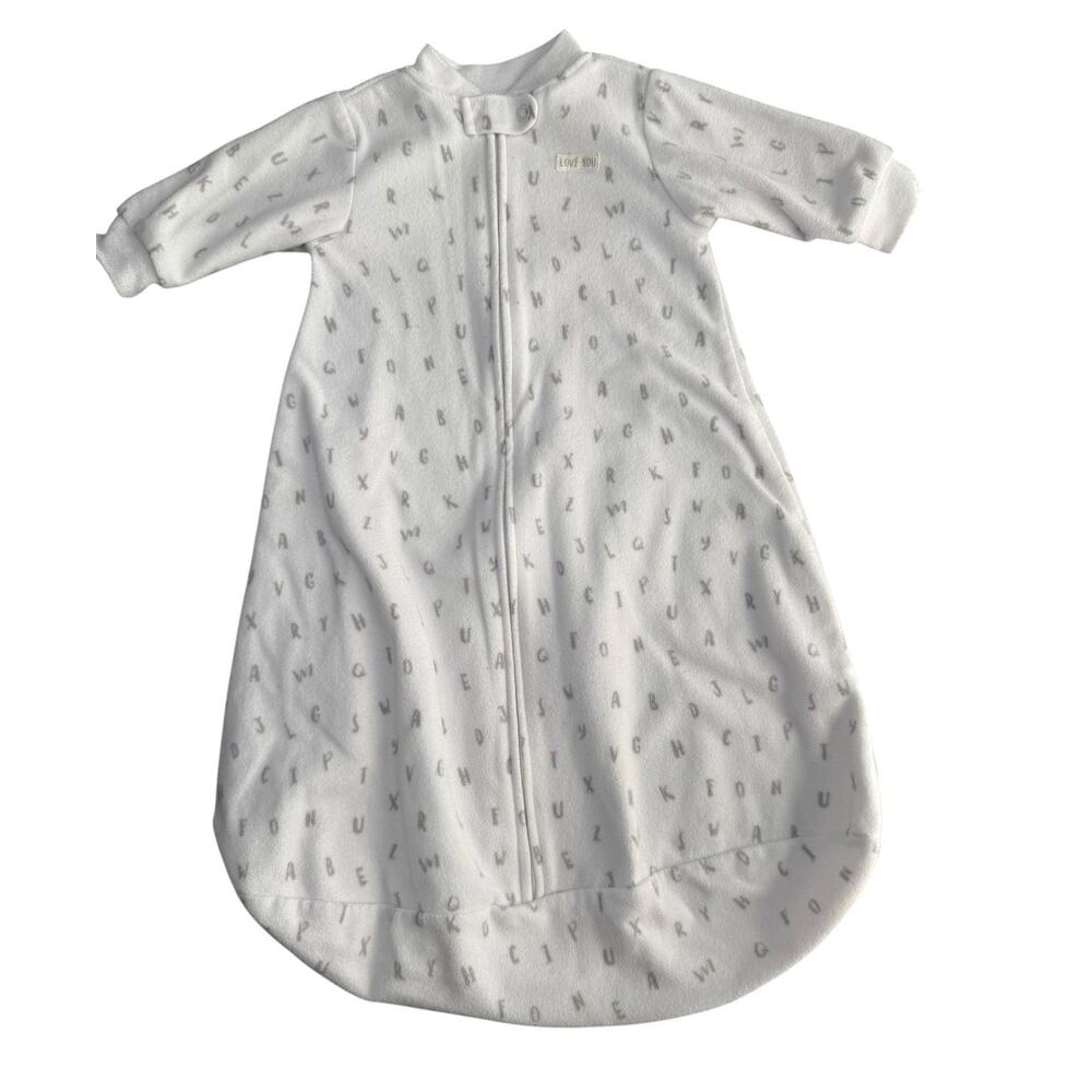 Carters Sleep Sack Unisex Fleece White Gray Small